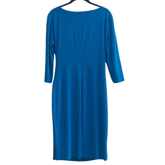 Lauren Ralph Lauren Blue Faux Wrap 3/4 Sleeve Dress Size 10 - Picture 5 of 5